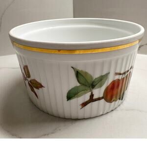 Royal Worcester Evesham Gold Souffle Dish 5.5” Fine Porcelain England